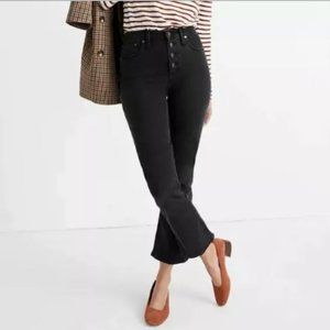 Madewell Cali Demi Boot Button Fly Jeans Black Womens Size 24